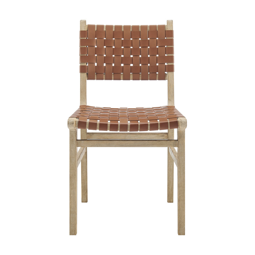 New Pacific Direct Marco Modern Chic Japandi Faux Leather Dining Side Chair Set With Driftwood Frame For Sophisticated Style Ochre Brown  3900086-605-dwo-npd