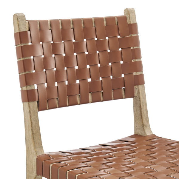 New Pacific Direct Marco Modern Chic Japandi Faux Leather Dining Side Chair Set With Driftwood Frame For Sophisticated Style Ochre Brown  3900086-605-dwo-npd