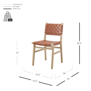 New Pacific Direct Marco Modern Chic Japandi Faux Leather Dining Side Chair Set With Driftwood Frame For Sophisticated Style Ochre Brown  3900086-605-dwo-npd