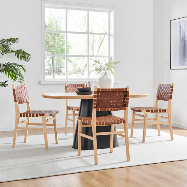 New Pacific Direct Marco PU Dining Side Chair - Set of 2 Ochre Brown 19.5 x 23 x 35