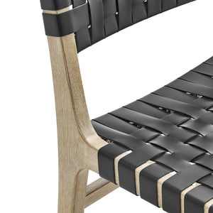 New Pacific Direct Marco Modern Chic Japandi Faux Leather Dining Side Chair Set With Driftwood Frame For Sophisticated Style Black  3900086-606-dwo-npd