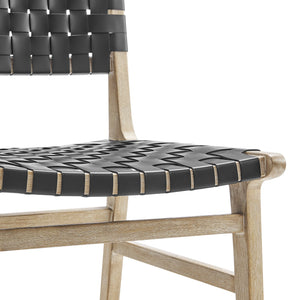 New Pacific Direct Marco Modern Chic Japandi Faux Leather Dining Side Chair Set With Driftwood Frame For Sophisticated Style Black  3900086-606-dwo-npd