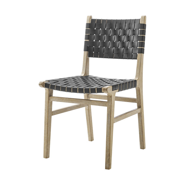 New Pacific Direct Marco Modern Chic Japandi Faux Leather Dining Side Chair Set With Driftwood Frame For Sophisticated Style Black  3900086-606-dwo-npd