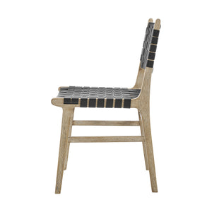 New Pacific Direct Marco Modern Chic Japandi Faux Leather Dining Side Chair Set With Driftwood Frame For Sophisticated Style Black  3900086-606-dwo-npd