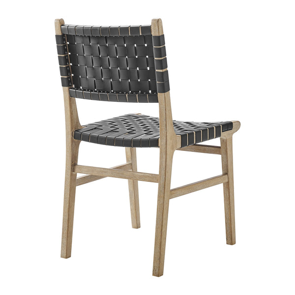 New Pacific Direct Marco Modern Chic Japandi Faux Leather Dining Side Chair Set With Driftwood Frame For Sophisticated Style Black  3900086-606-dwo-npd