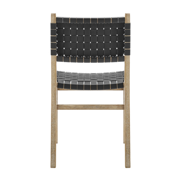 New Pacific Direct Marco Modern Chic Japandi Faux Leather Dining Side Chair Set With Driftwood Frame For Sophisticated Style Black  3900086-606-dwo-npd