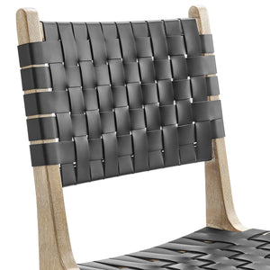 New Pacific Direct Marco Modern Chic Japandi Faux Leather Dining Side Chair Set With Driftwood Frame For Sophisticated Style Black  3900086-606-dwo-npd