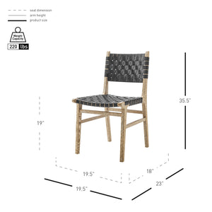 New Pacific Direct Marco Modern Chic Japandi Faux Leather Dining Side Chair Set With Driftwood Frame For Sophisticated Style Black  3900086-606-dwo-npd