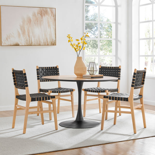 New Pacific Direct Marco PU Dining Side Chair - Set of 2 Black 19.5 x 23 x 35