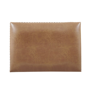 New Pacific Direct Elmo Faux Leather Counter Stool - Stylish 24" Saddle Seat With Coastal Vibes & Antique Brass Accents Borneo Chocolate  3900088-601-npd