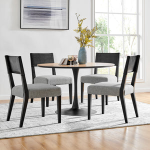 New Pacific Direct Kylo PU/ Fabric Dining Side Chair - Set of 2 Borneo Black/Meridien Gray 21 x 24 x 35.5