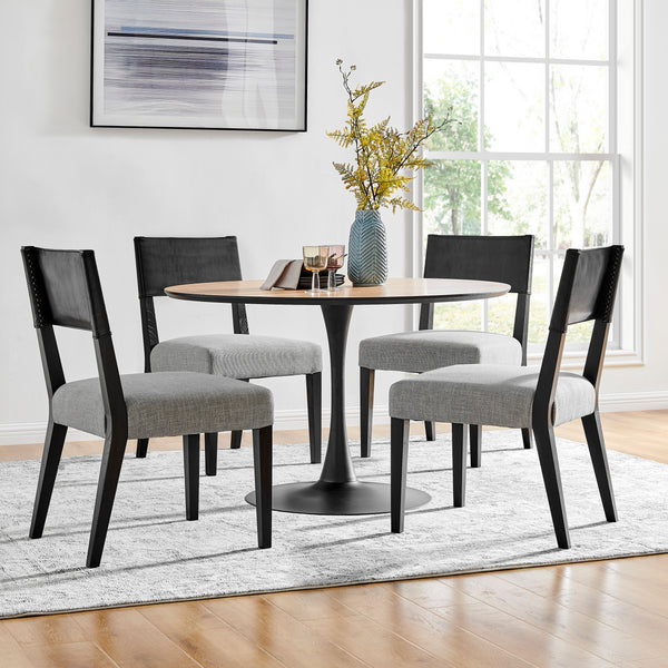 New Pacific Direct Kylo PU/ Fabric Dining Side Chair - Set of 2 Borneo Black/Meridien Gray 21 x 24 x 35.5