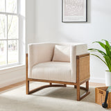 New Pacific Direct Velma Accent Arm Chair w/ Rattan Shortbread/Natural 33 x 29.5 x 29.5