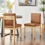 Melvin PU Dining Side Chair - Set of 2 Borneo Brown 3900098-601 New Pacific Direct