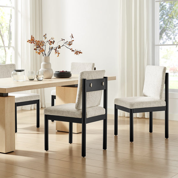 New Pacific Direct Melvin Modern Chenille Dining Side Chairs - Set Of 2 With Stylish Square Back And Brown Frame Concord Cream 100% Polyester 3900099-646-b-npd