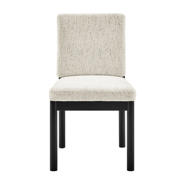 New Pacific Direct Melvin Modern Chenille Dining Side Chairs - Set Of 2 With Stylish Square Back And Brown Frame Concord Cream 100% Polyester 3900099-646-b-npd