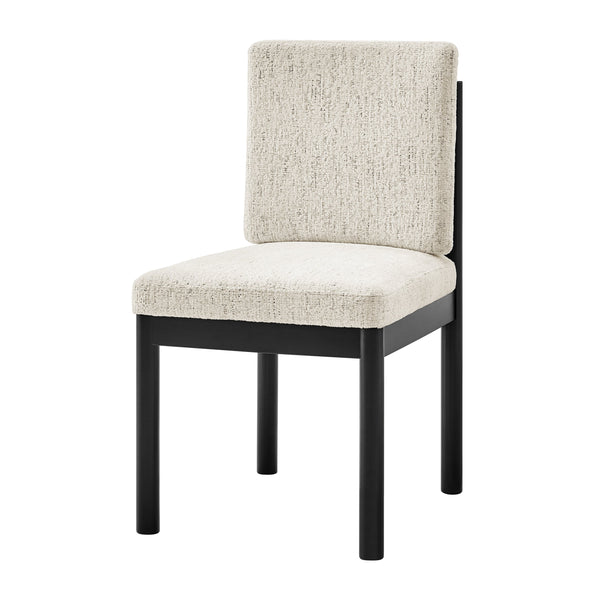 New Pacific Direct Melvin Modern Chenille Dining Side Chairs - Set Of 2 With Stylish Square Back And Brown Frame Concord Cream 100% Polyester 3900099-646-b-npd
