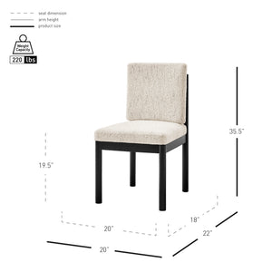 New Pacific Direct Melvin Modern Chenille Dining Side Chairs - Set Of 2 With Stylish Square Back And Brown Frame Concord Cream 100% Polyester 3900099-646-b-npd