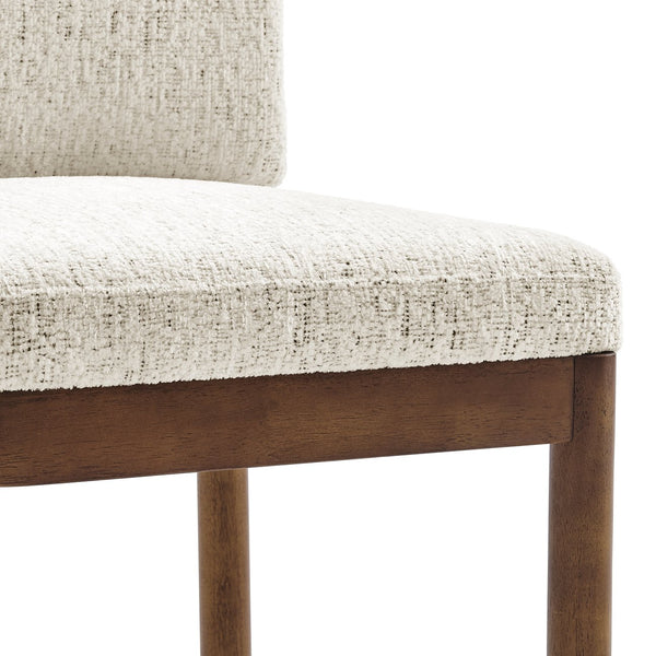 New Pacific Direct Melvin Modern Chenille Dining Side Chairs - Set Of 2 With Stylish Square Back And Brown Frame Concord Cream 100% Polyester 3900099-646-m-npd