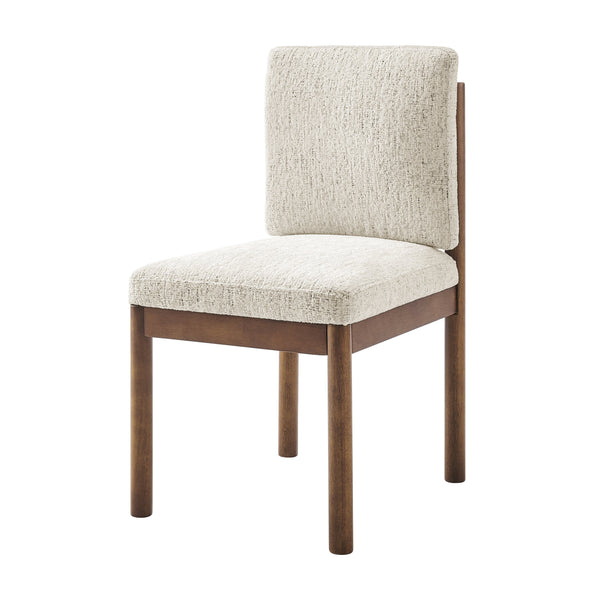 New Pacific Direct Melvin Modern Chenille Dining Side Chairs - Set Of 2 With Stylish Square Back And Brown Frame Concord Cream 100% Polyester 3900099-646-m-npd