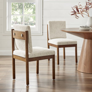 New Pacific Direct Melvin Modern Chenille Dining Side Chairs - Set Of 2 With Stylish Square Back And Brown Frame Concord Cream 100% Polyester 3900099-646-m-npd