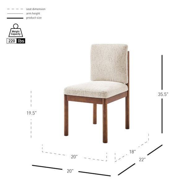 New Pacific Direct Melvin Modern Chenille Dining Side Chairs - Set Of 2 With Stylish Square Back And Brown Frame Concord Cream 100% Polyester 3900099-646-m-npd
