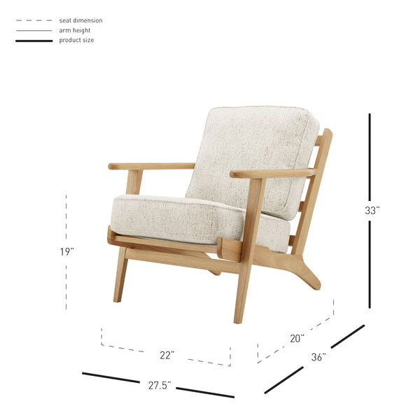 New Pacific Direct Albert Chenille Accent Arm Chair - Mid-century Modern Design With Cream Upholstery & Solid Wood Frame Concord Cream 100% Polyester 3900103-646-npd