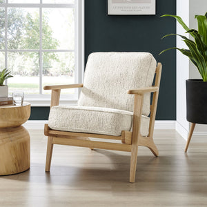 New Pacific Direct Albert Chenille Accent Arm Chair - Mid-century Modern Design With Cream Upholstery & Solid Wood Frame Concord Cream 100% Polyester 3900103-646-npd