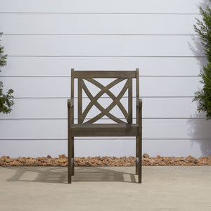 Homeroots Distressed Patio Armchair With Decorative Back  Wood 390010
