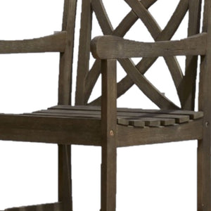 Homeroots Distressed Patio Armchair With Decorative Back  Wood 390010