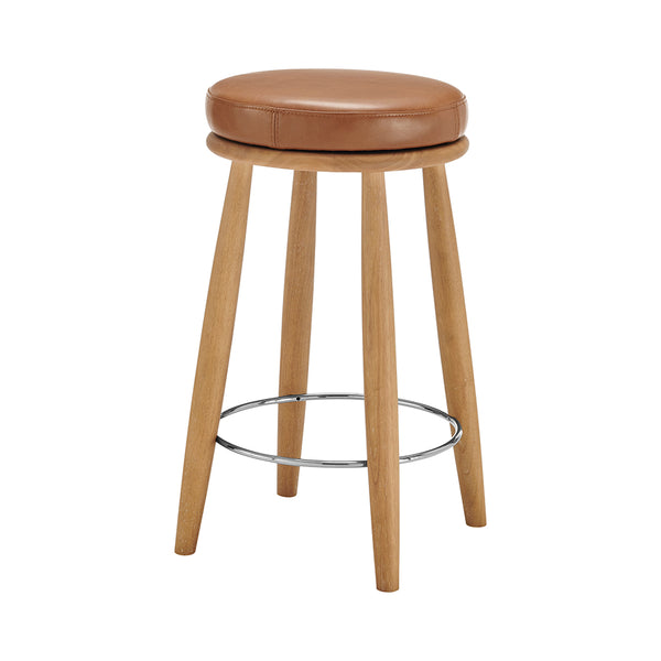 New Pacific Direct Deandre Pu Backless Swivel Counter Stool Borneo Chocolate, Brown , Plywood 3900119-601-npd