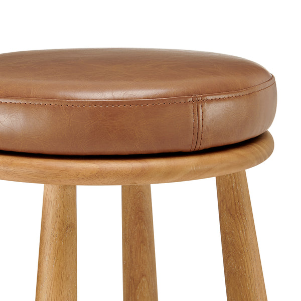 New Pacific Direct Deandre Pu Backless Swivel Counter Stool Borneo Chocolate, Brown , Plywood 3900119-601-npd