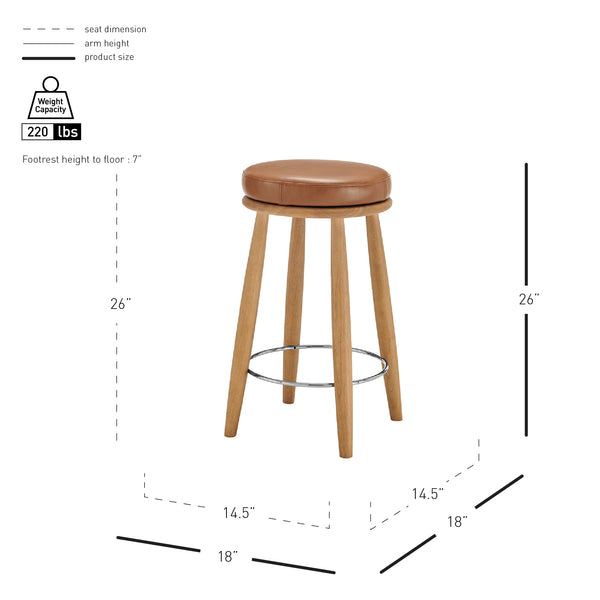 New Pacific Direct Deandre Pu Backless Swivel Counter Stool Borneo Chocolate, Brown , Plywood 3900119-601-npd