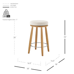 New Pacific Direct Deandre Fabric Backless Swivel Counter Stool Palladian Beige, Beige 100% Polyester (Recycled), Plywood 3900120-613-npd