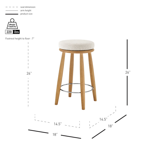 New Pacific Direct Deandre Fabric Backless Swivel Counter Stool Palladian Beige, Beige 100% Polyester (Recycled), Plywood 3900120-613-npd