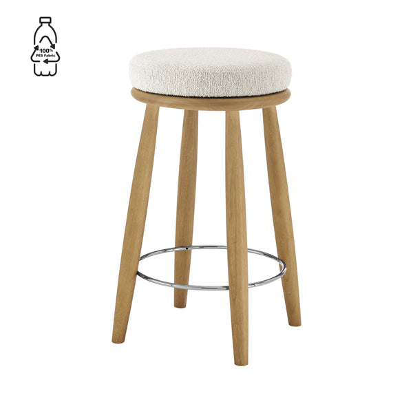 New Pacific Direct Deandre Fabric Backless Swivel Counter Stool Palladian Beige, Beige 100% Polyester (Recycled), Plywood 3900120-613-npd