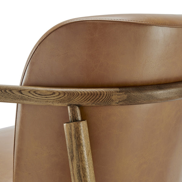 New Pacific Direct Reiner Pu Accent Arm Chair Borneo Chocolate, Brown , Plywood 3900121-601-npd