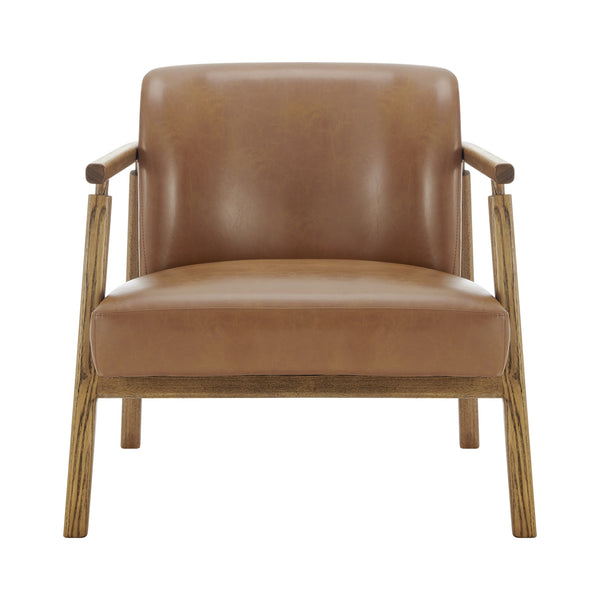 New Pacific Direct Reiner Pu Accent Arm Chair Borneo Chocolate, Brown , Plywood 3900121-601-npd