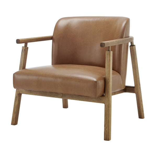 New Pacific Direct Reiner Pu Accent Arm Chair Borneo Chocolate, Brown , Plywood 3900121-601-npd