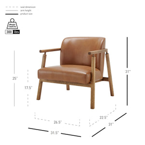 New Pacific Direct Reiner Pu Accent Arm Chair Borneo Chocolate, Brown , Plywood 3900121-601-npd