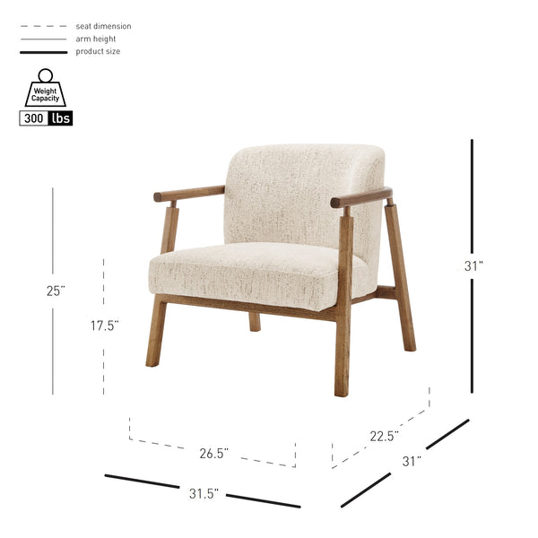 New Pacific Direct Reiner Fabric Accent Arm Chair Concord Cream, Beige 100% Polyester, Plywood 3900122-646-npd