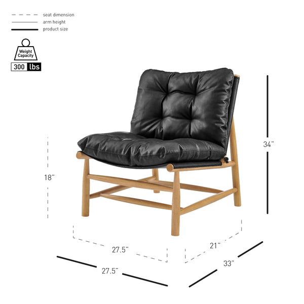 New Pacific Direct Oswald Faux Leather Accent Chair - Stylish Scandi-inspired Design With Plush Comfort And Support Casa Black  3900127-662-npd