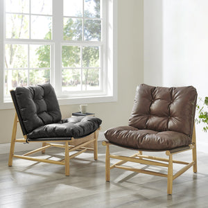 New Pacific Direct Oswald Faux Leather Accent Chair - Stylish Scandi-inspired Design With Plush Comfort And Support Casa Brown  3900127-718-npd