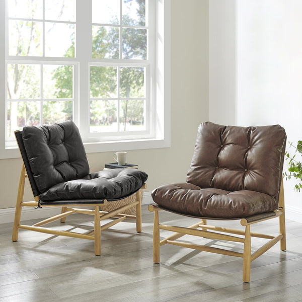 New Pacific Direct Oswald Faux Leather Accent Chair - Stylish Scandi-inspired Design With Plush Comfort And Support Casa Brown  3900127-718-npd