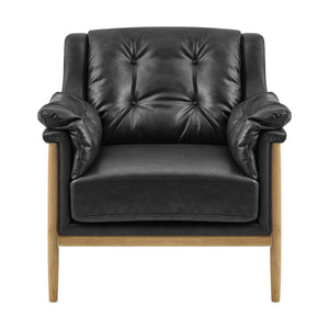 New Pacific Direct Larry Faux Leather Tufted Accent Arm Chair – Elegant Scandi-inspired Comfort For Your Living Room Casa Black  3900128-662-npd