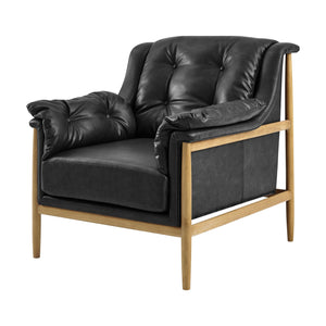 New Pacific Direct Larry Faux Leather Tufted Accent Arm Chair – Elegant Scandi-inspired Comfort For Your Living Room Casa Black  3900128-662-npd
