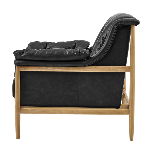 New Pacific Direct Larry Faux Leather Tufted Accent Arm Chair – Elegant Scandi-inspired Comfort For Your Living Room Casa Black  3900128-662-npd