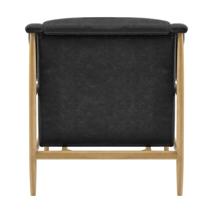 New Pacific Direct Larry Faux Leather Tufted Accent Arm Chair – Elegant Scandi-inspired Comfort For Your Living Room Casa Black  3900128-662-npd