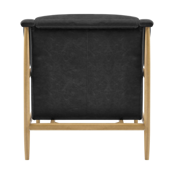 New Pacific Direct Larry Faux Leather Tufted Accent Arm Chair – Elegant Scandi-inspired Comfort For Your Living Room Casa Black  3900128-662-npd