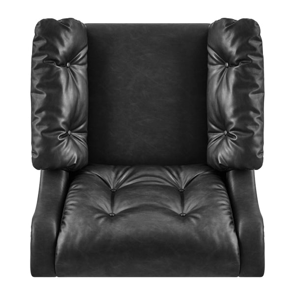 New Pacific Direct Larry Faux Leather Tufted Accent Arm Chair – Elegant Scandi-inspired Comfort For Your Living Room Casa Black  3900128-662-npd